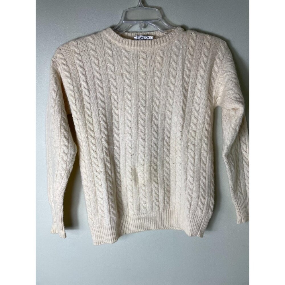 Bergdorf Goodman 100% Pure Cashmere Ivory Cable Knit Sweater Small - Picture 7 of 8